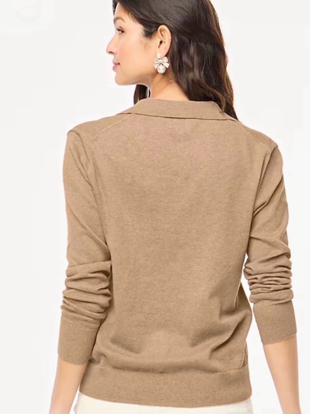 J. Crew cotton tan sweater polo Size S Classic Minimalist Collared sweater Work - Picture 2 of 8